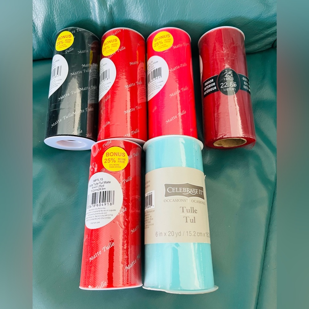 Tulle, 6 x Rolls , unused , craft, tulle fabric